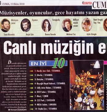 Hürriyet Gazetesi, Nardis&#146;i yılın en iyi canlı müzik mekanı seçti.