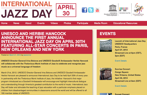 Bu yıl ilk kez Unesco tarafından ilan edilen "30 Nisan Dünya Caz Günü" konser ve etkinliklerle kutlanacak