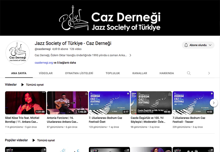 Caz Dernegi 27 yıllık arşivini Youtube'da ücretsiz olarak hizmete açtı